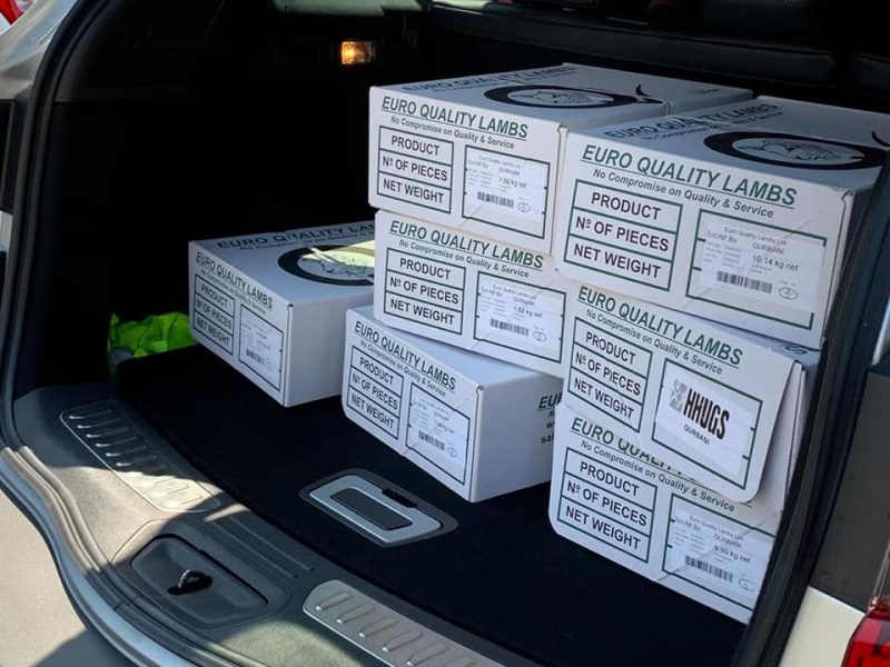 Boxes of Qurbani lamb in a acar boot