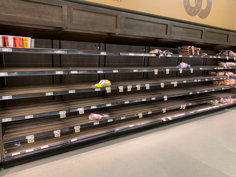 Empty supermarket shelves during the pandemic